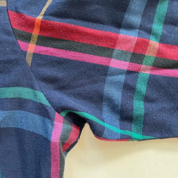 Vintage 90s Career Club Navy Blue Plaid Button Down Shirt M USA Work Dress Up - Picture 6 of 8